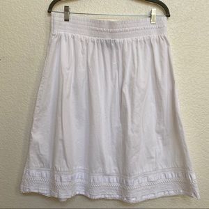 White Smocked Waist Embellished Hem Skirt